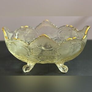 Jeannette Glass "Lombardi" Footed Fruit Bowl• 1930s Depression Glass